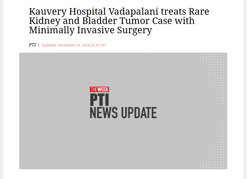 News article about Dr. Aarthy leading the rare kidney and bladder tumor case with minimally invasive surgery.